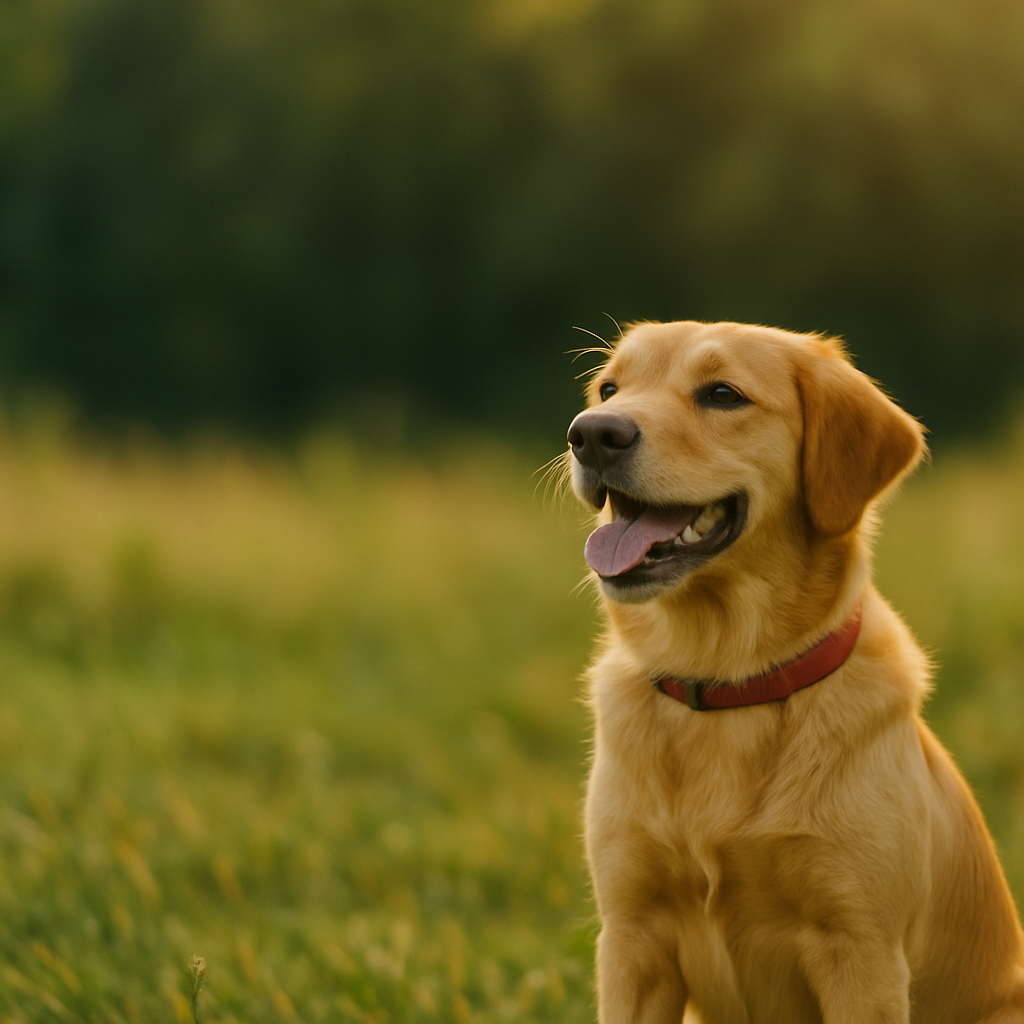 A golden retriever in a field